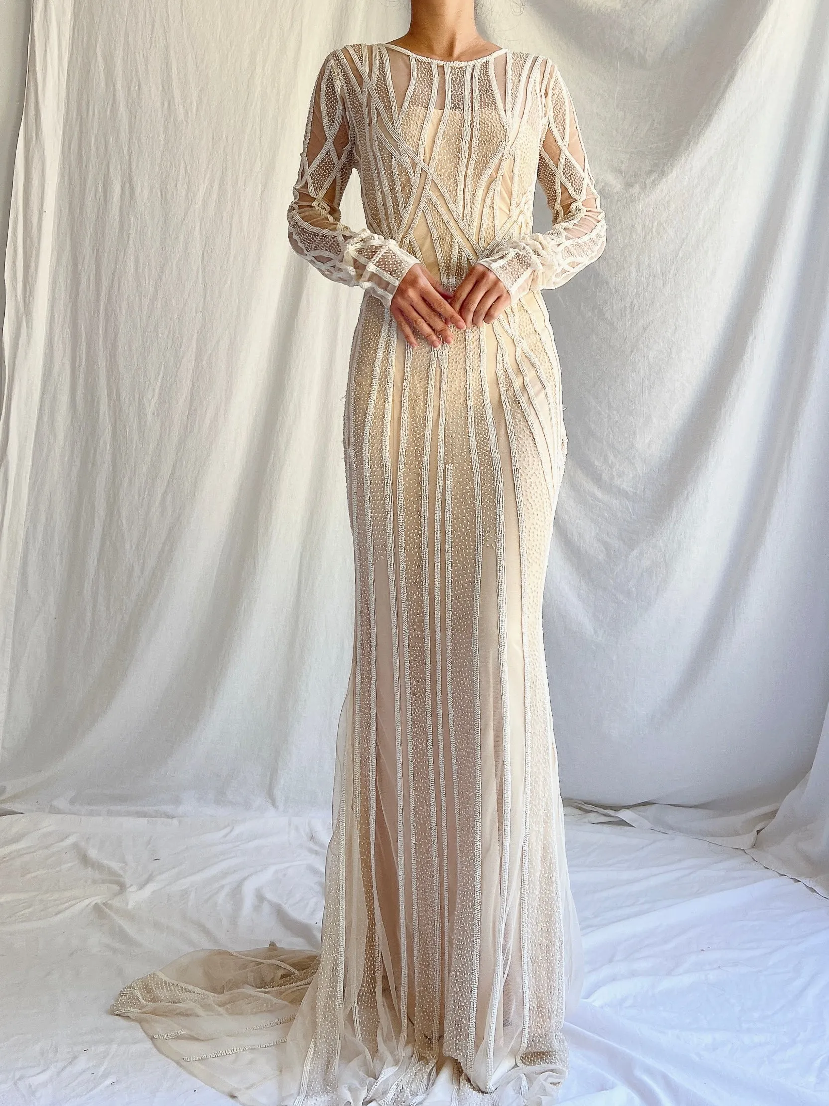 00 Tulle Beaded Gown - S
