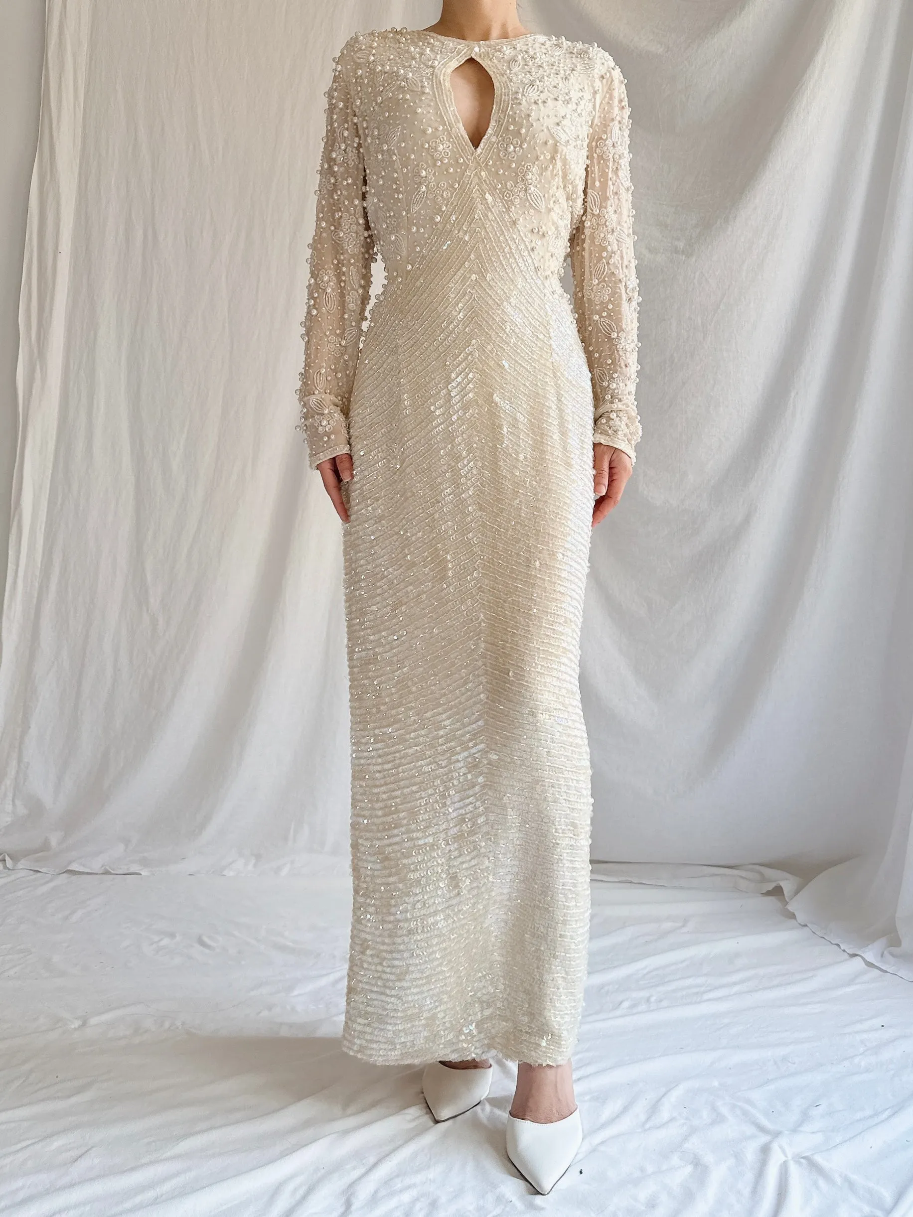 1990s Silk I.Magnin Sequin Gown - S4/6