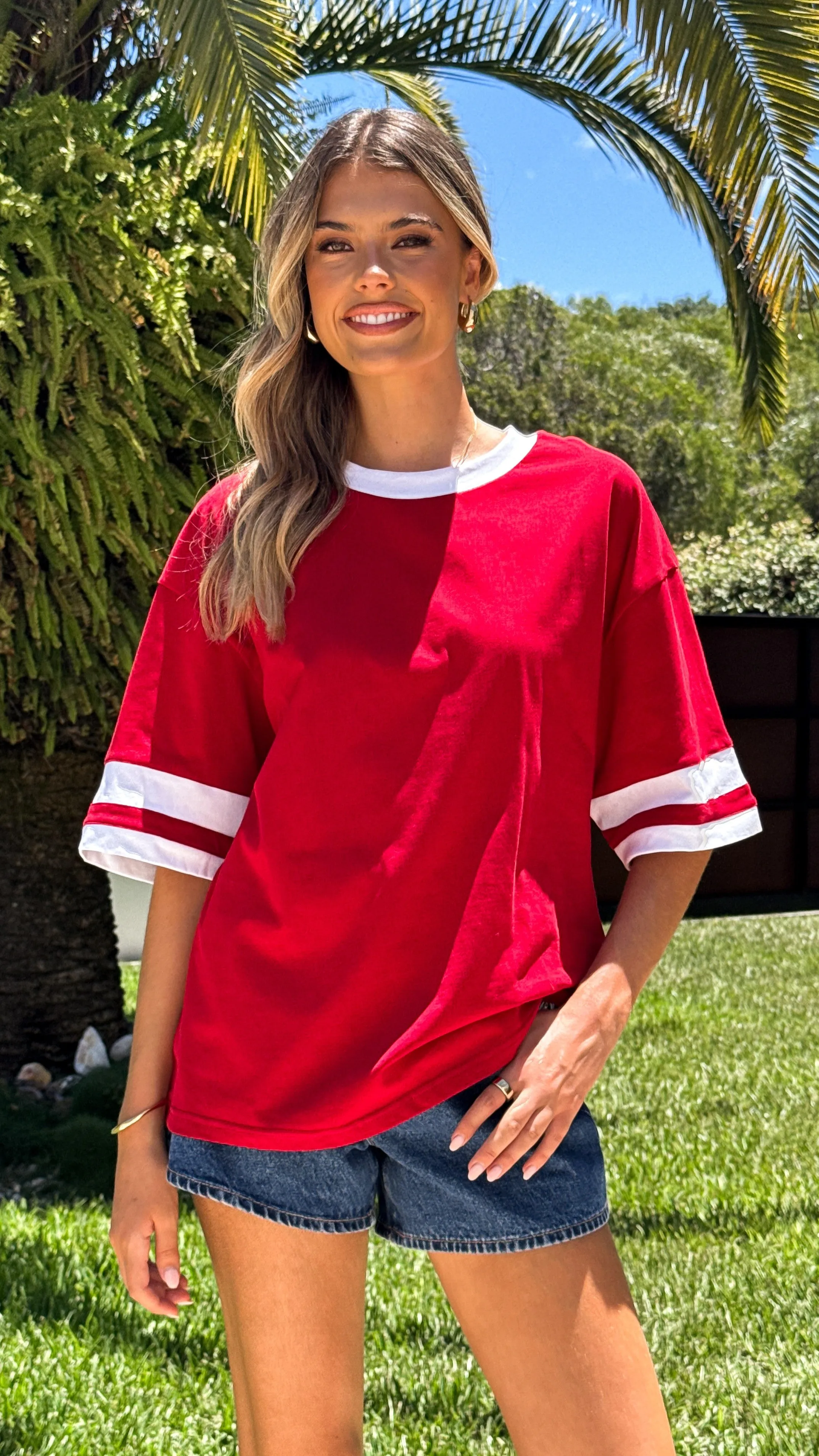 Adaja Oversized T-Shirt - Wine / White