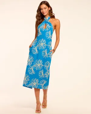 Aiden Embroidered Halter Midi Dress