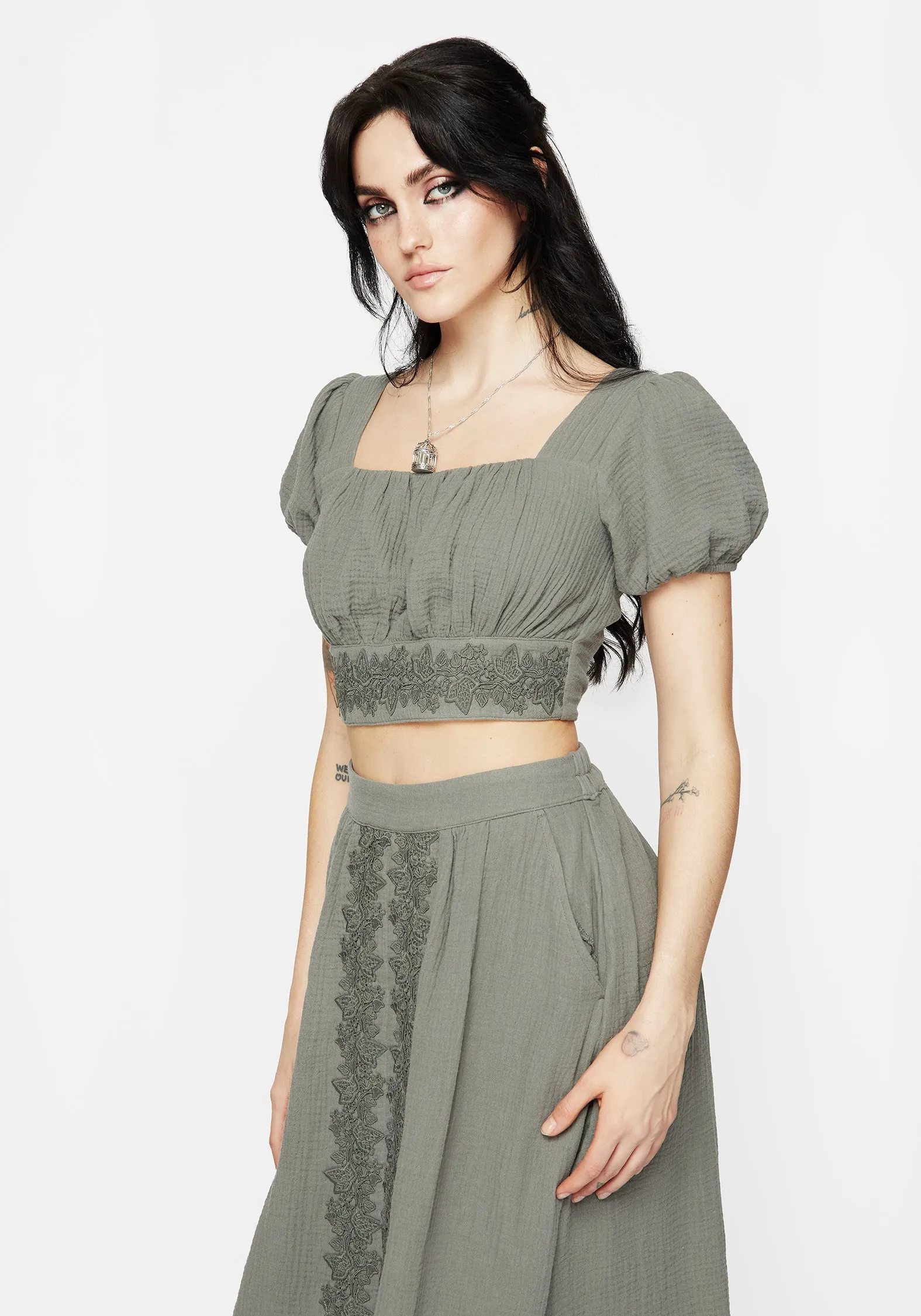 Alder Cotton Ivy Detail Crop Top