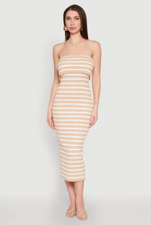 Almost Famous Striped Fold Over Tube Dress
