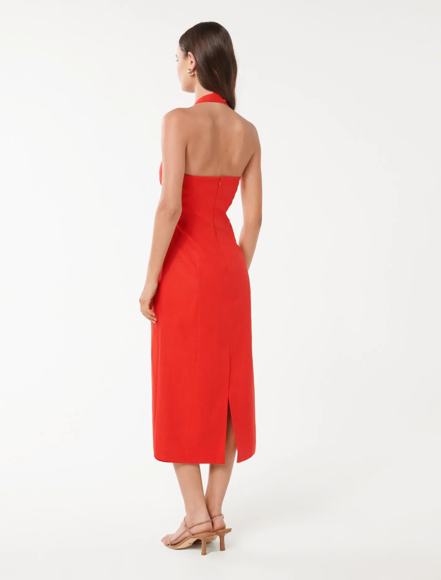 Anderson Halter Neck Linen Midi Dress