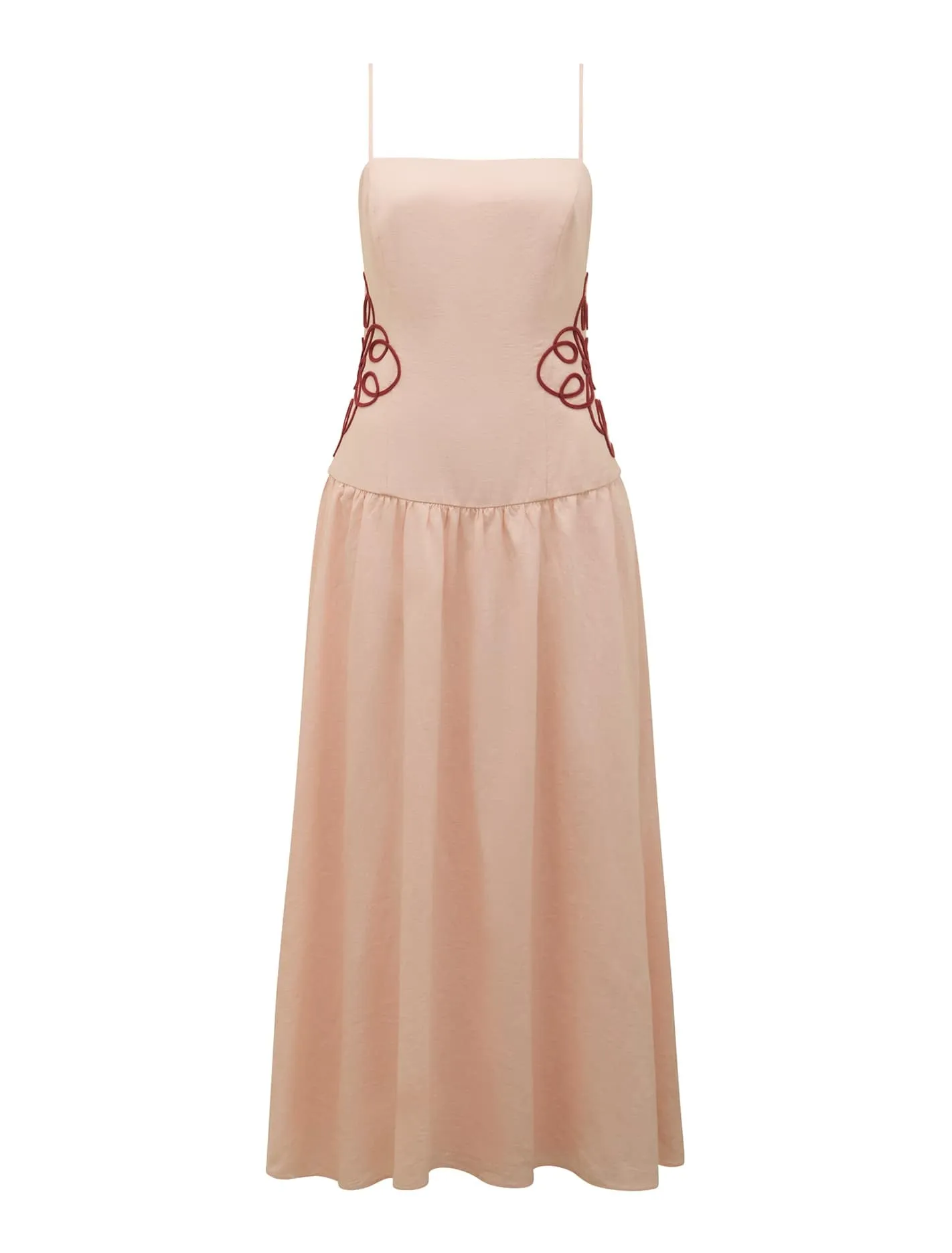 Arabelle Applique Linen Midi Dress
