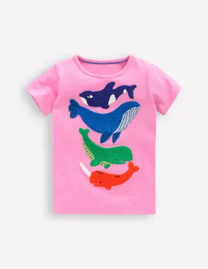Bay Boucle T-Shirt-Vintage Mauve Whales