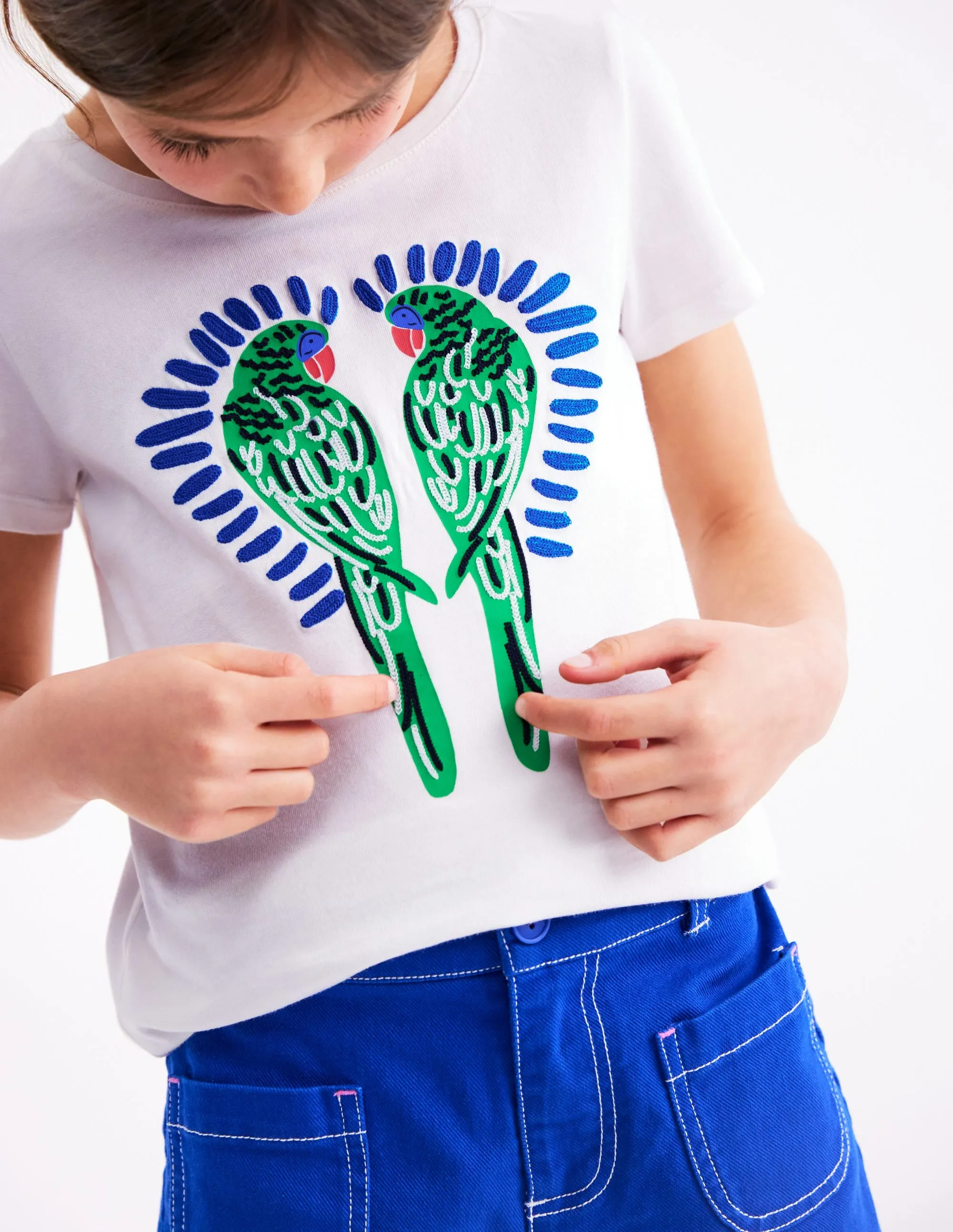 Bay Boucle T-Shirt-White Birds