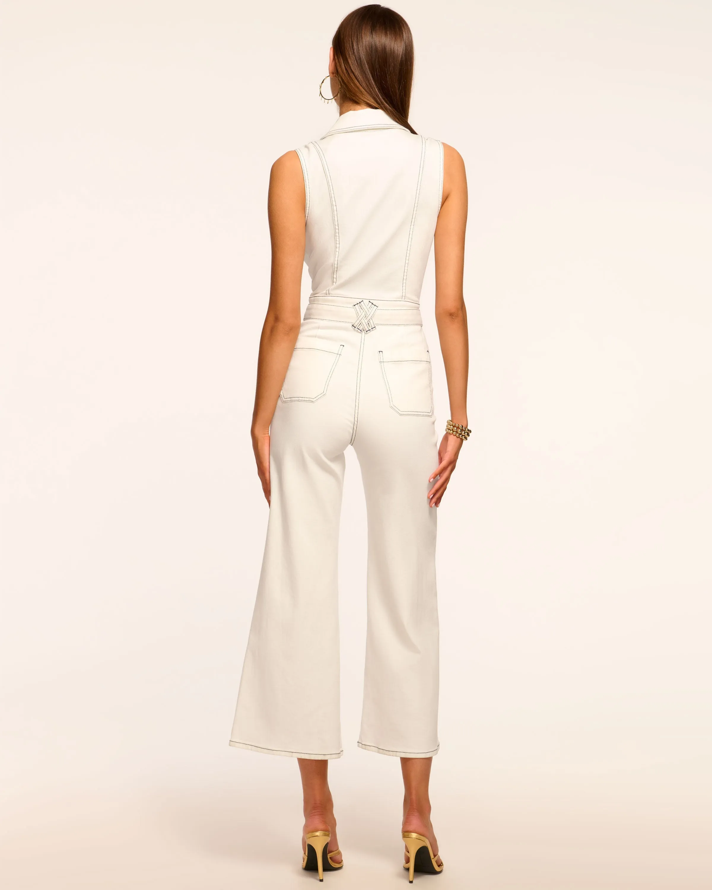 Bell Contrast Stitch Denim Jumpsuit