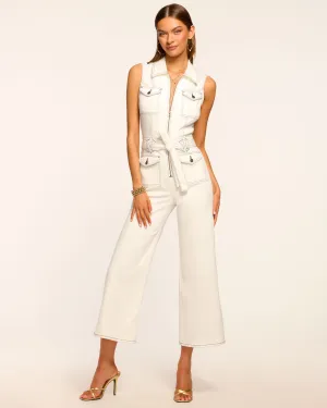 Bell Contrast Stitch Denim Jumpsuit