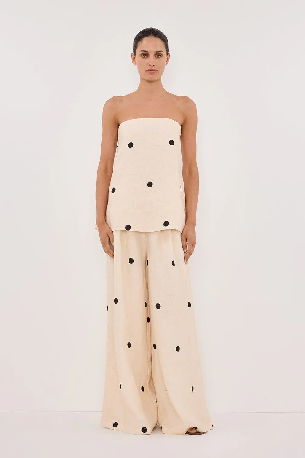 BEVERLY CREAM SPOT STRAPLESS TOP