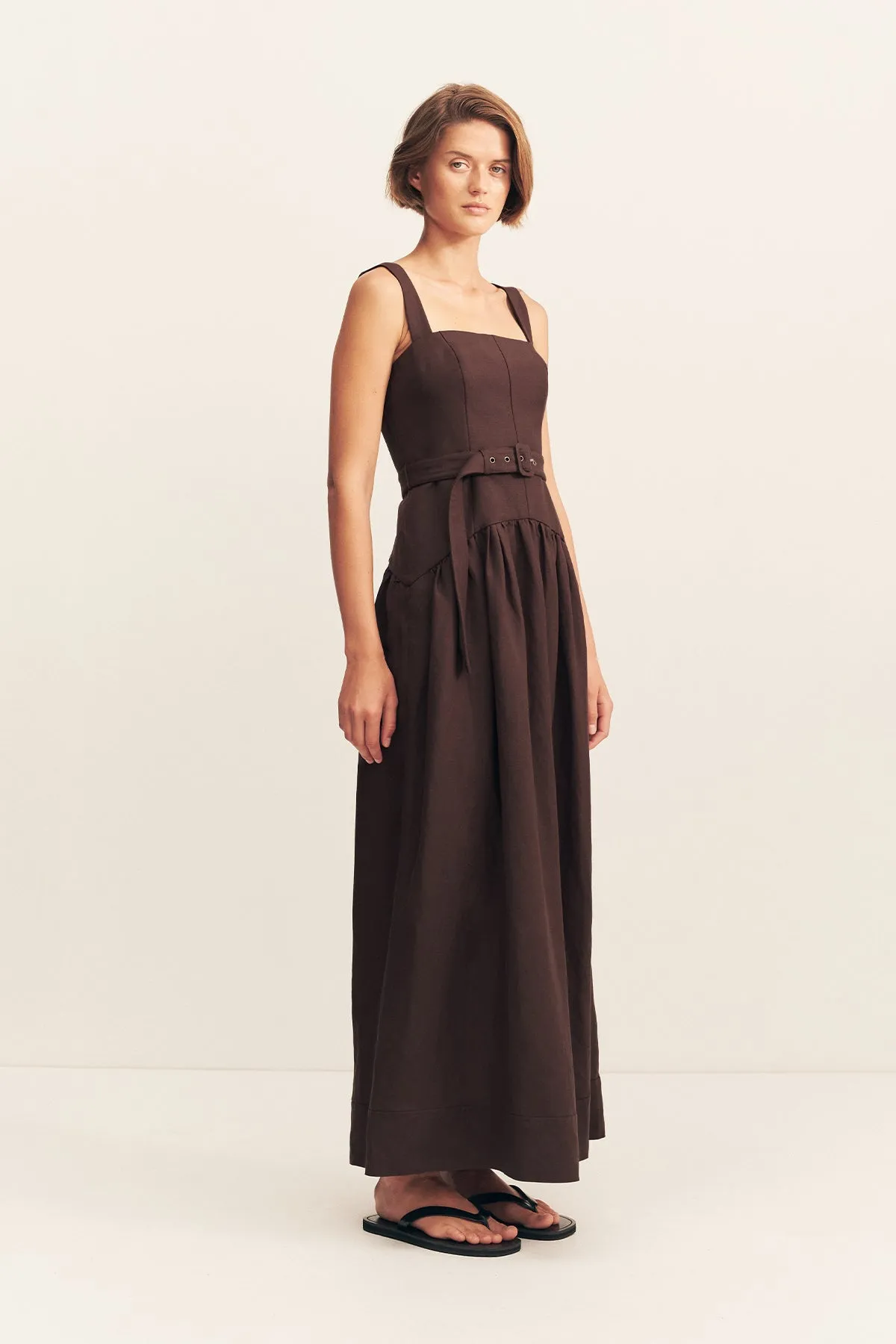 BIRDIE PANELLED MAXI DRESS - GANACHE