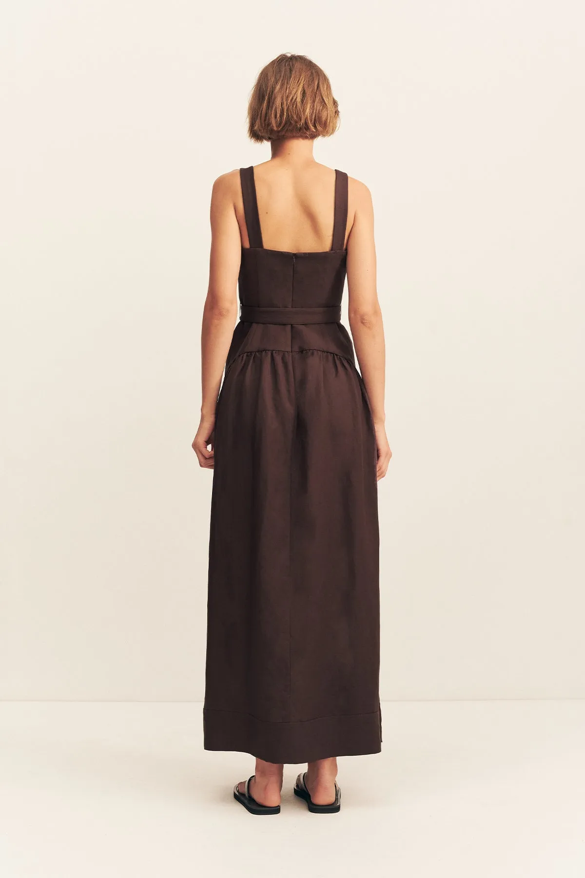BIRDIE PANELLED MAXI DRESS - GANACHE