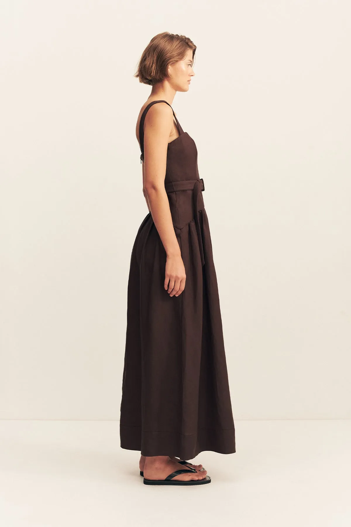 BIRDIE PANELLED MAXI DRESS - GANACHE