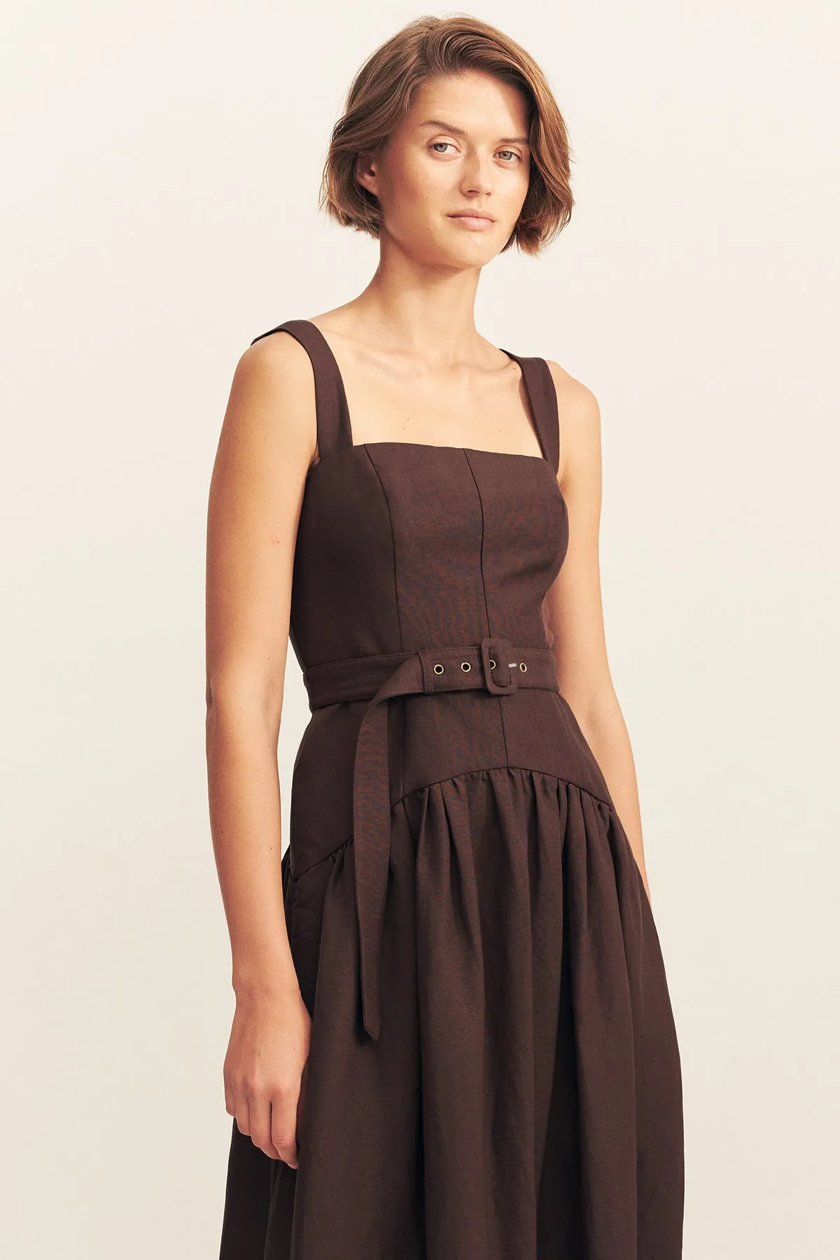 BIRDIE PANELLED MAXI DRESS - GANACHE