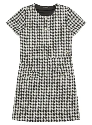 Black & White Short Sleeve Midi Dress