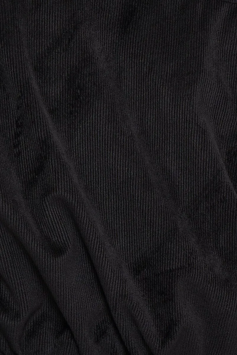 Black Crop Button Front Shirt