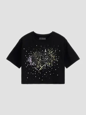 Black Fireworks Crop T-Shirt (7-16)