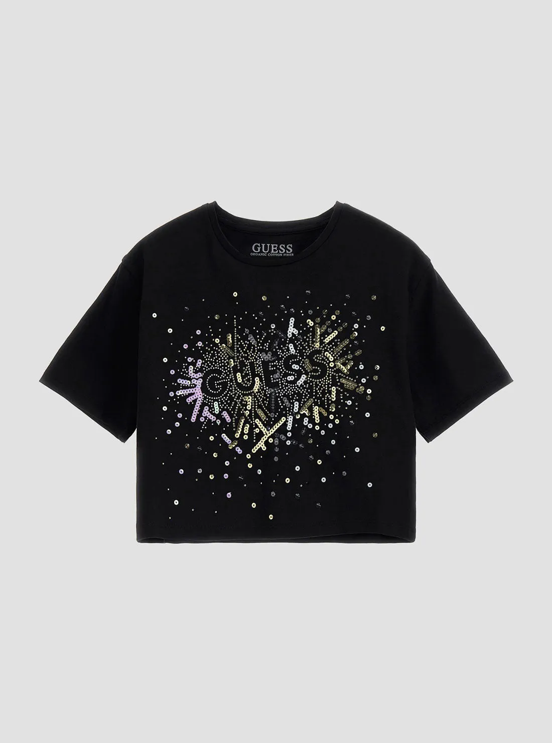 Black Fireworks Crop T-Shirt (7-16)