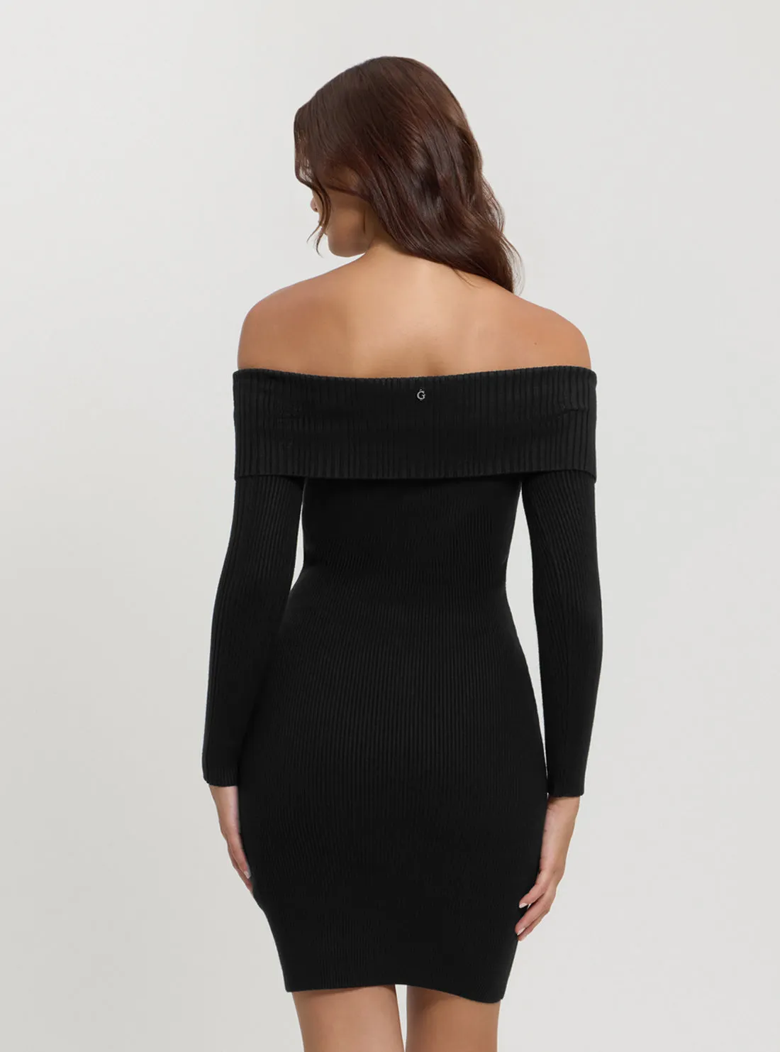 Black Fold Over Rib Julia Mini Dress
