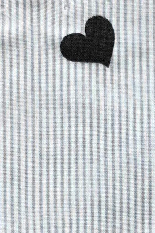 Black Heart Mini Stripes (Box Pleated Mask with Filter Pocket)