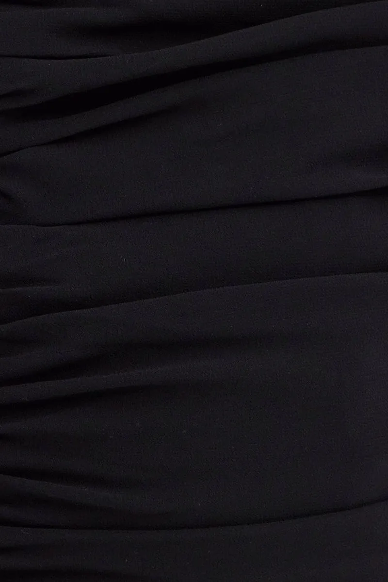 Black Sash Dress Bandeau Strapless Draped Chiffon