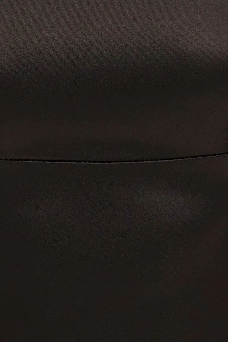 Black Satin Straight Maxi Dress