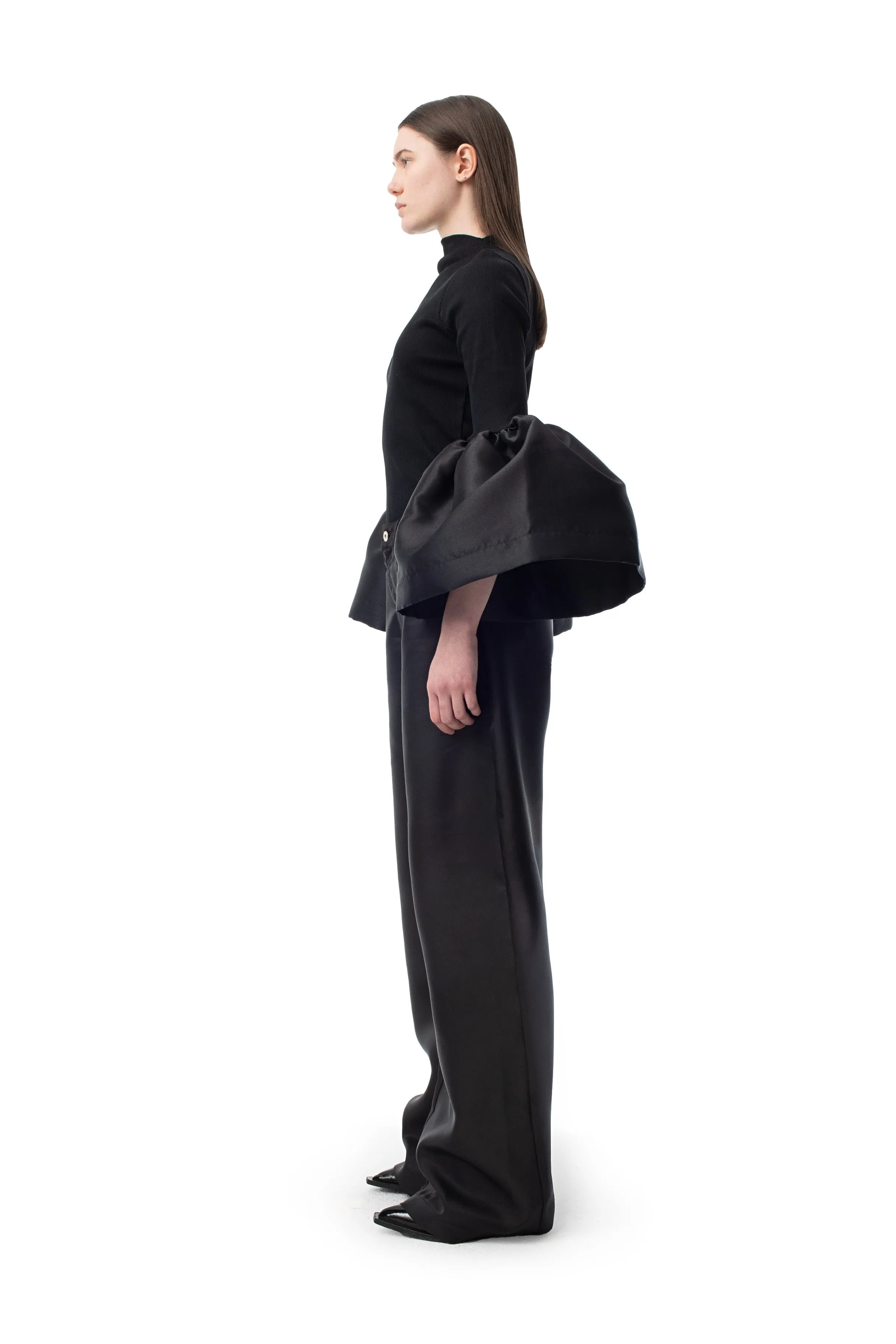 BLACK TURTLENECK PUFF SLEEVE TOP