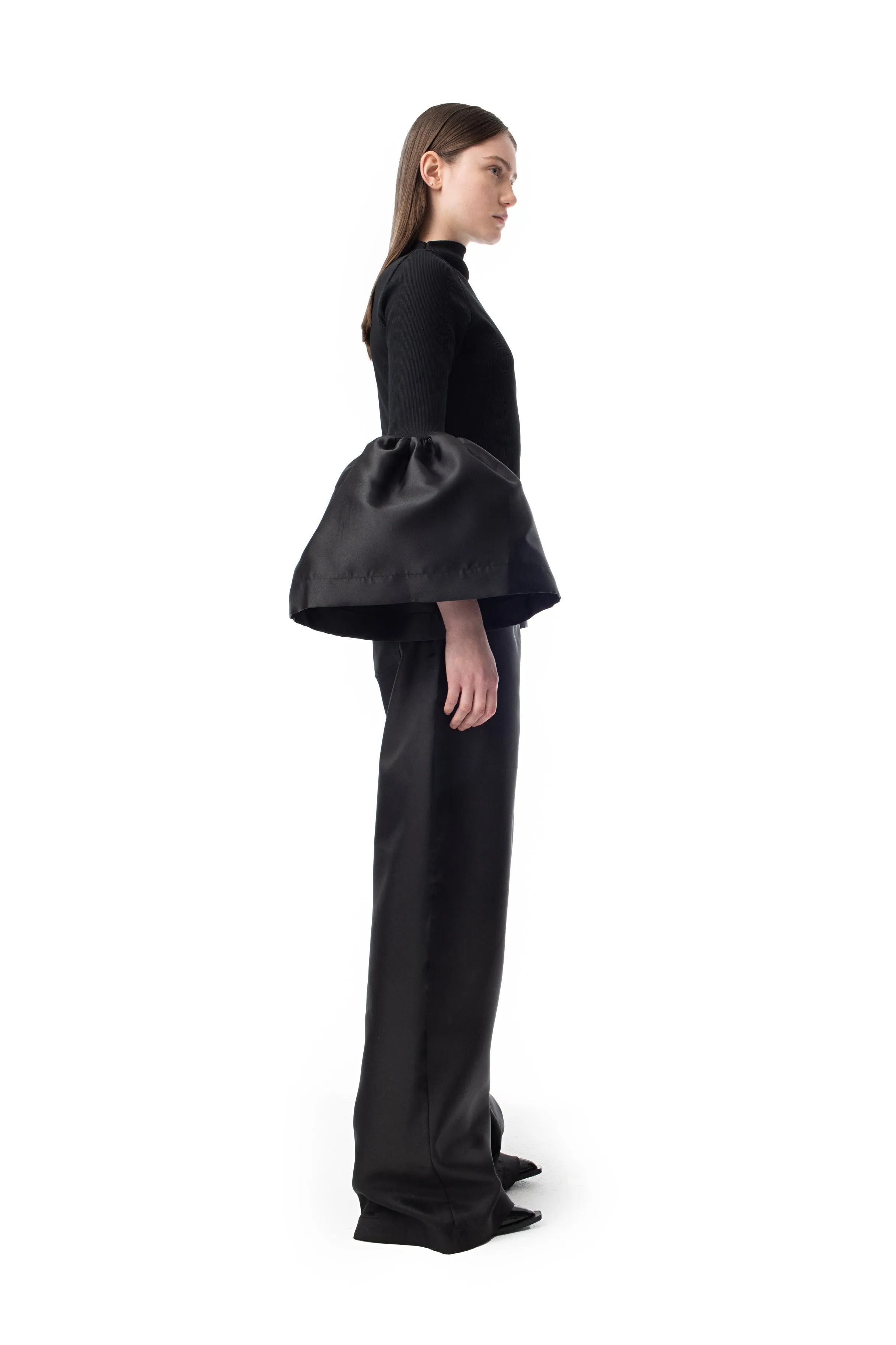 BLACK TURTLENECK PUFF SLEEVE TOP
