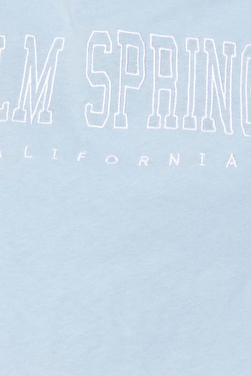 Blue Graphic T Shirt Short Sleeve Crop