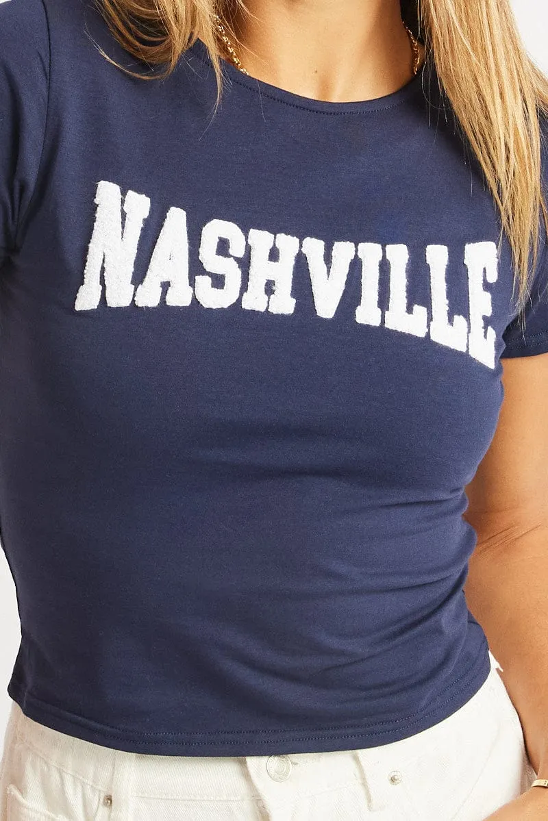 Blue Graphic Tee Short Sleeve