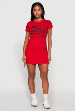 Boss Graphic Ruched T Shirt Dress