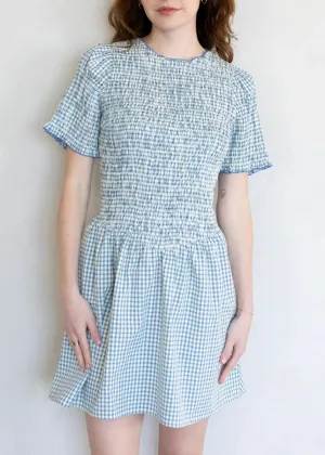 Bristol Smocked Gingham Mini Dress - Natural & Blue