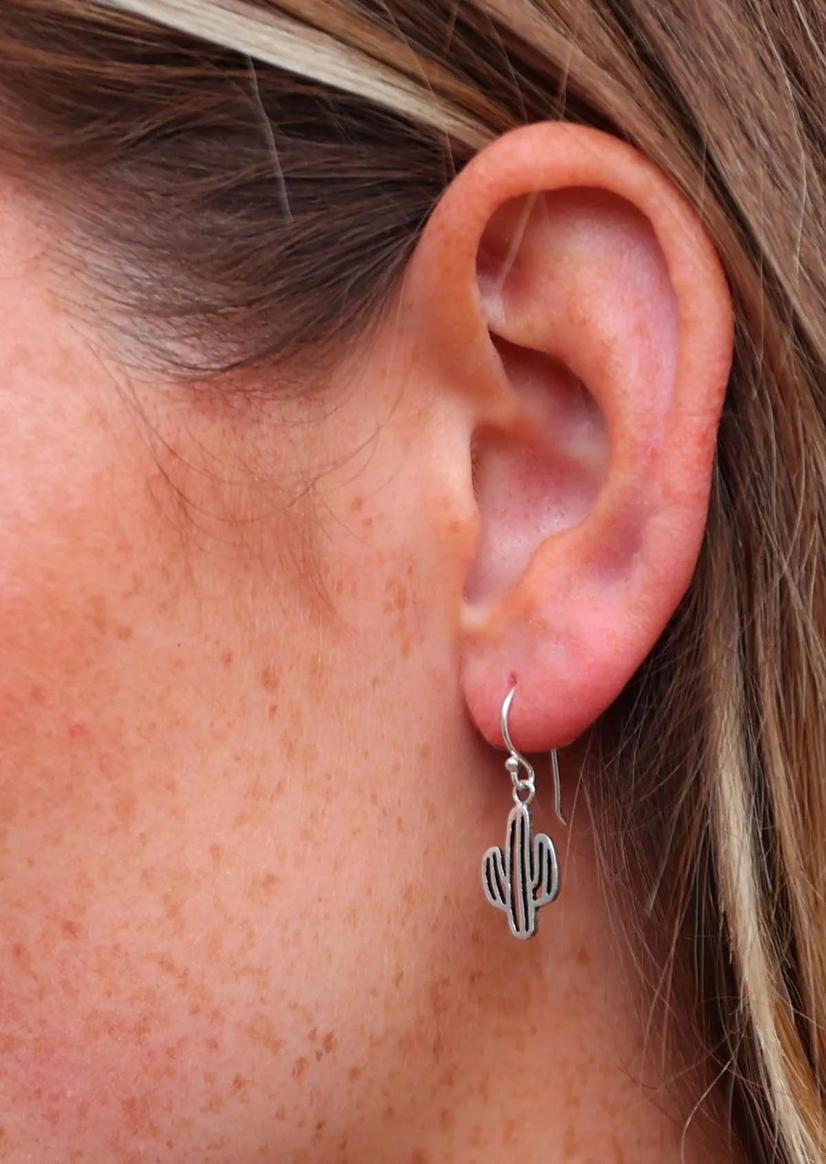 Cactus Capers Silver Earrings