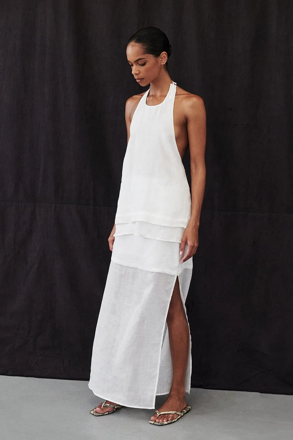 CARMEL WHITE RAMIE HALTER TOP