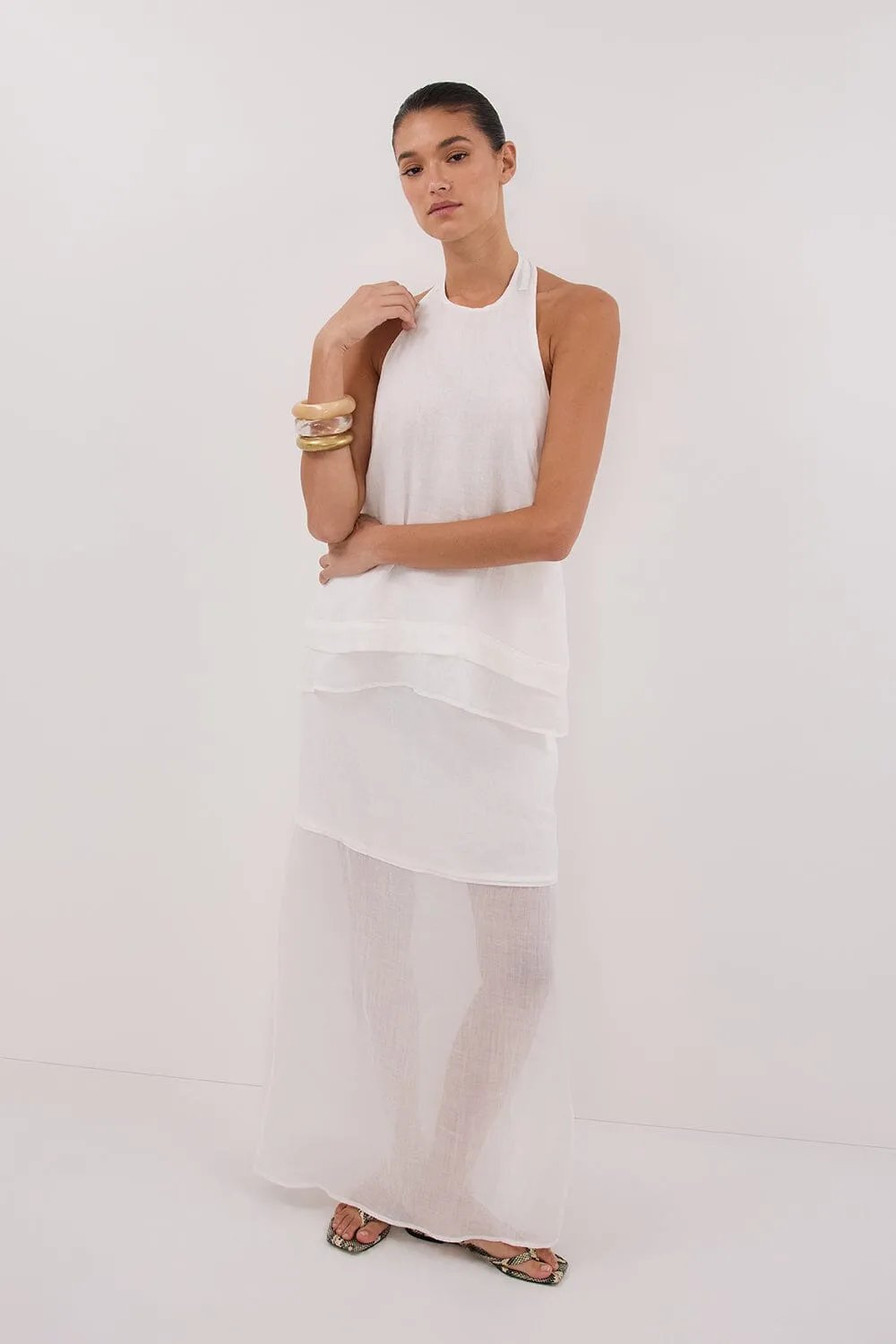 CARMEL WHITE RAMIE HALTER TOP