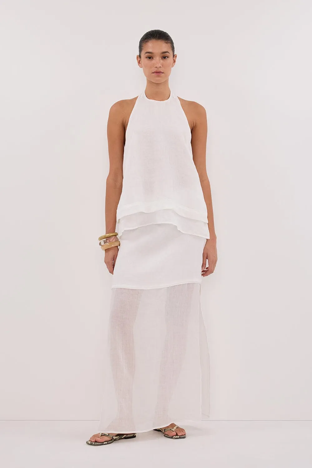 CARMEL WHITE RAMIE HALTER TOP