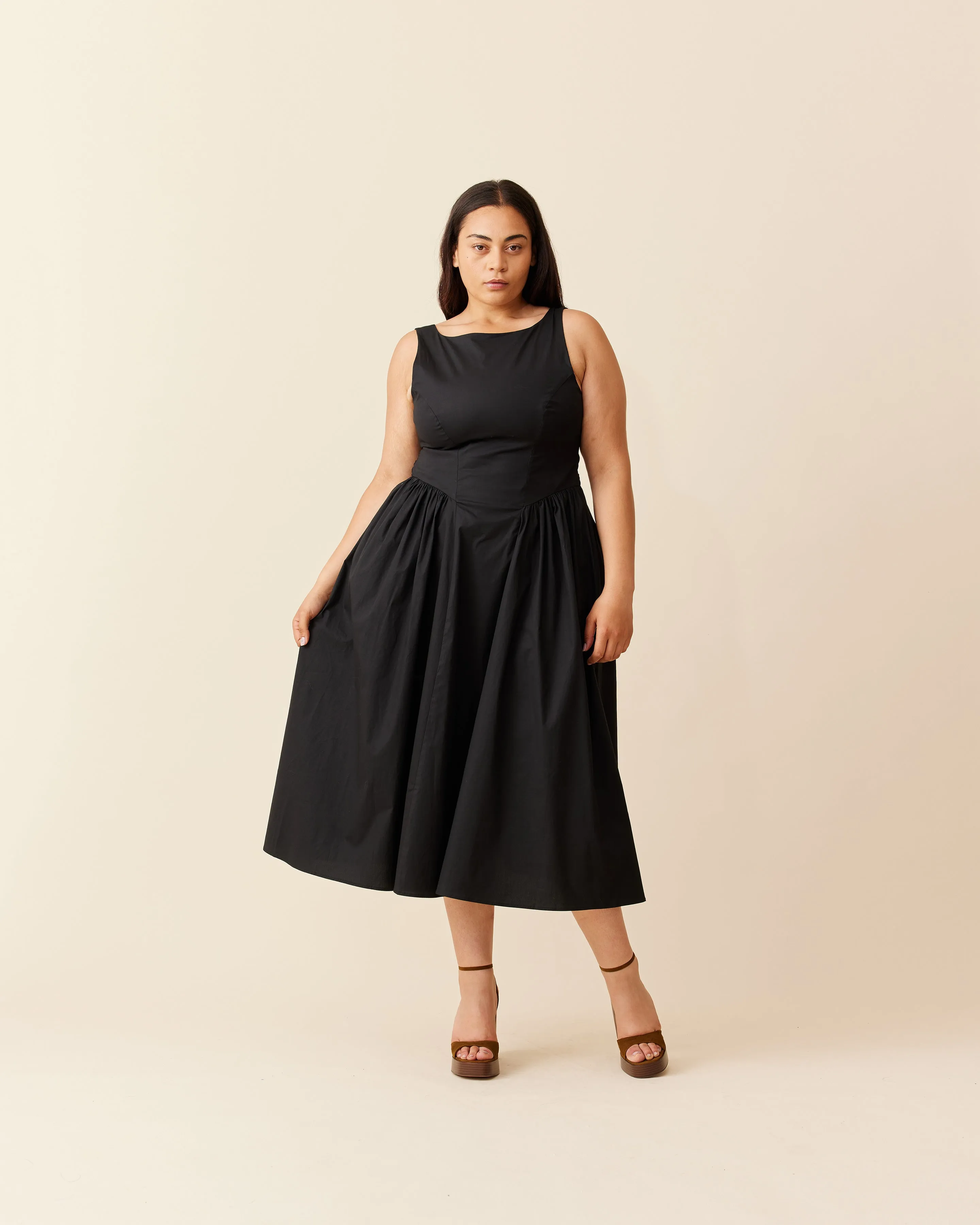 CARMELA BOW DRESS BLACK