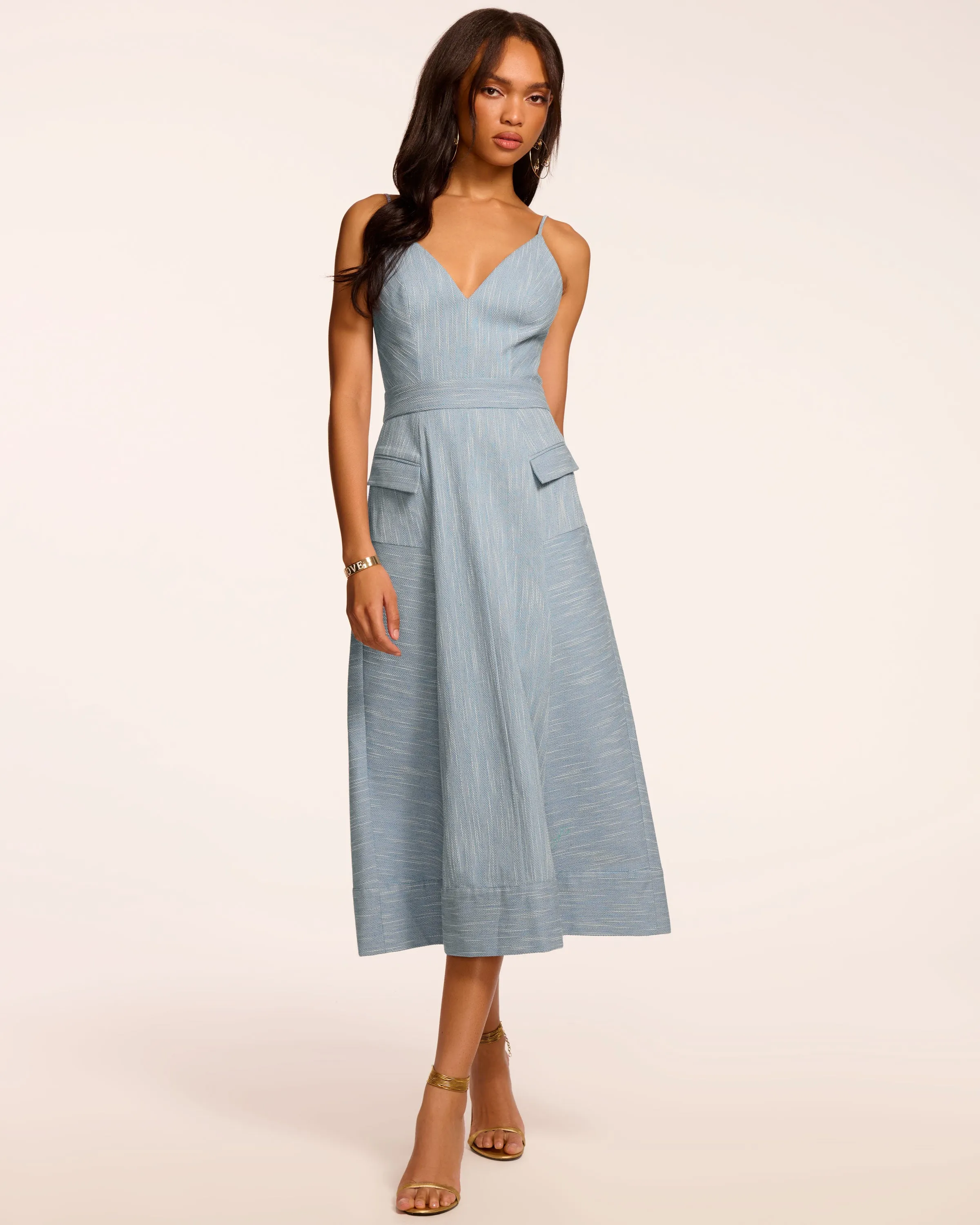 Cassia Textured Sleeveless Midi Dress