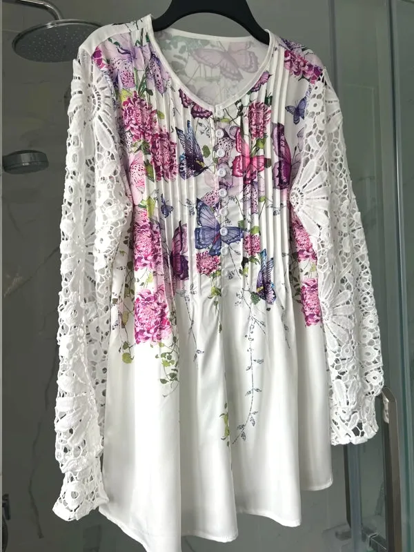 Casual Shirt Women Long sleeve Printed Blouse