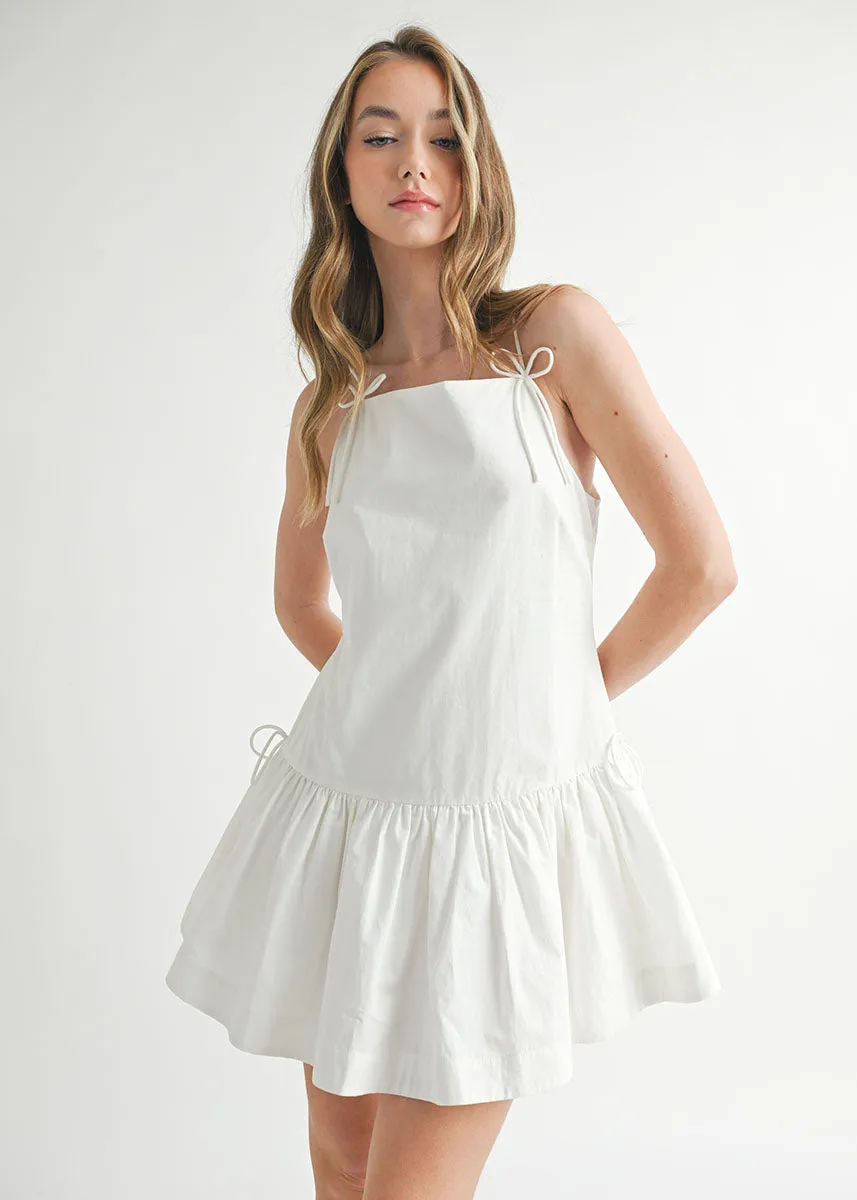 Clara Bow Tie Mini Dress - Off-White