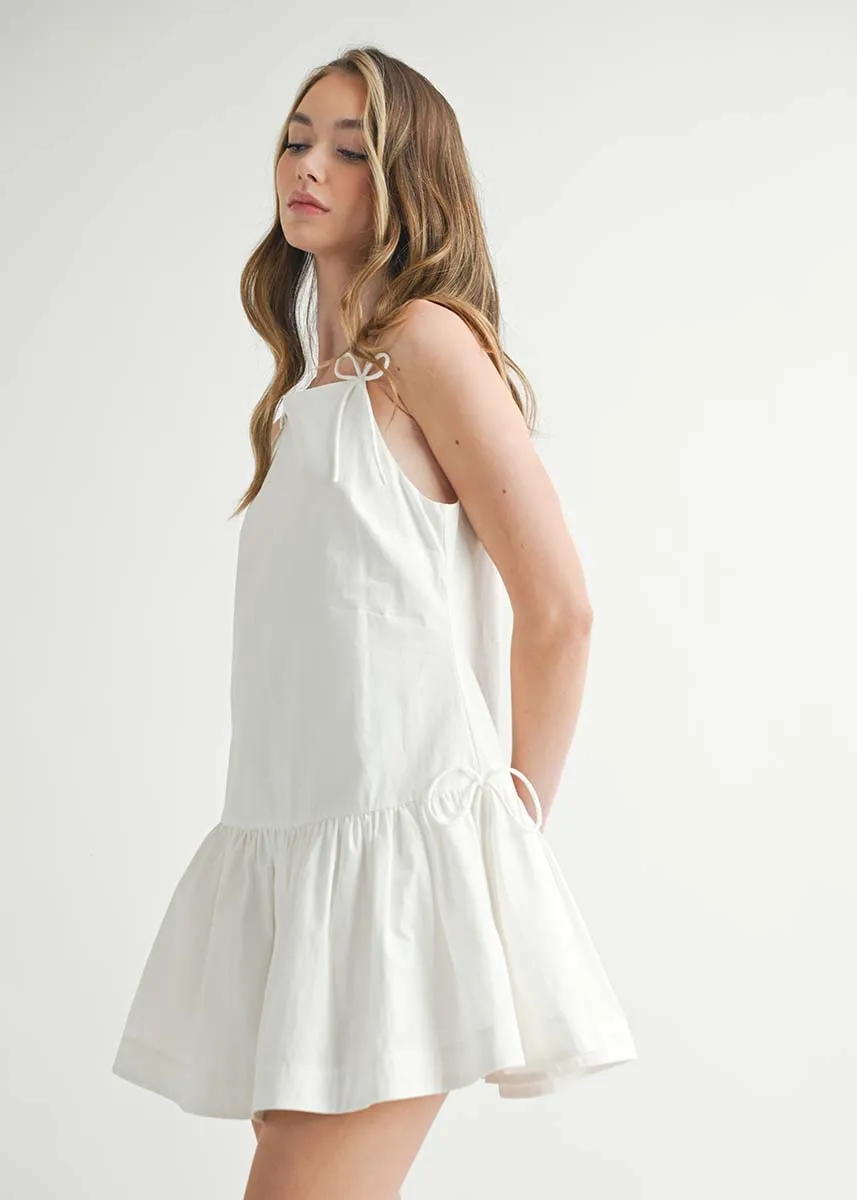 Clara Bow Tie Mini Dress - Off-White