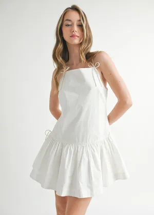 Clara Bow Tie Mini Dress - Off-White