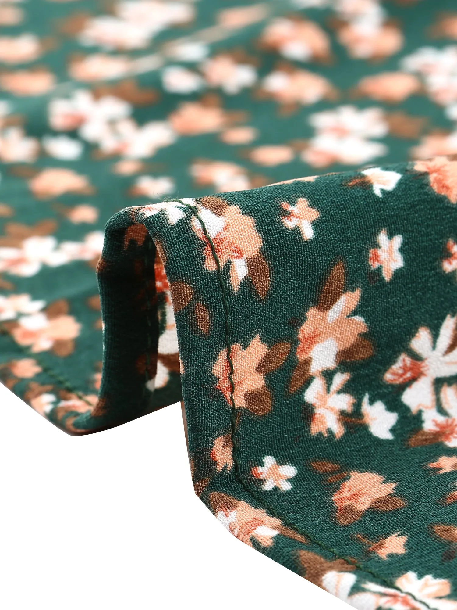 Ditsy Floral V Neck Ruffle Flutter Sleeve Midi Wrap Dress