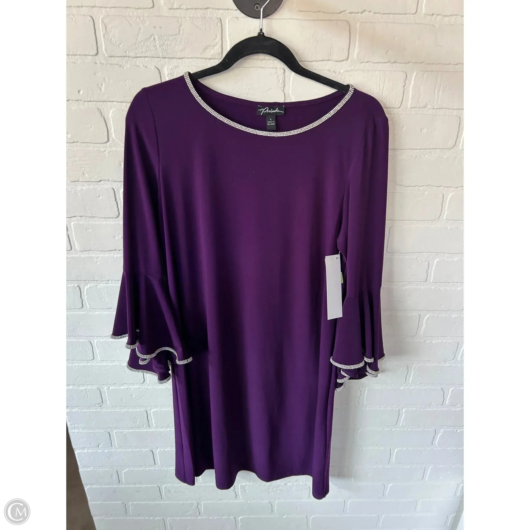 Dress Party Short By Clothes Mentor In Purple & Silver, Size: L