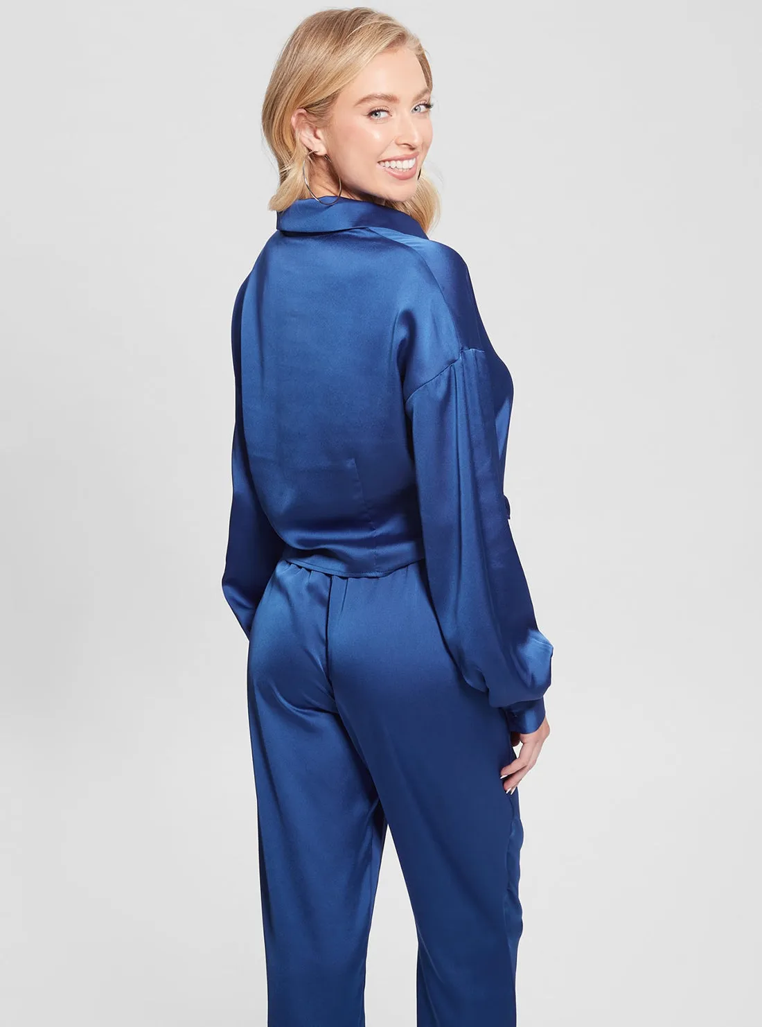 Eco Blue Floral Bowed Jun Shirt