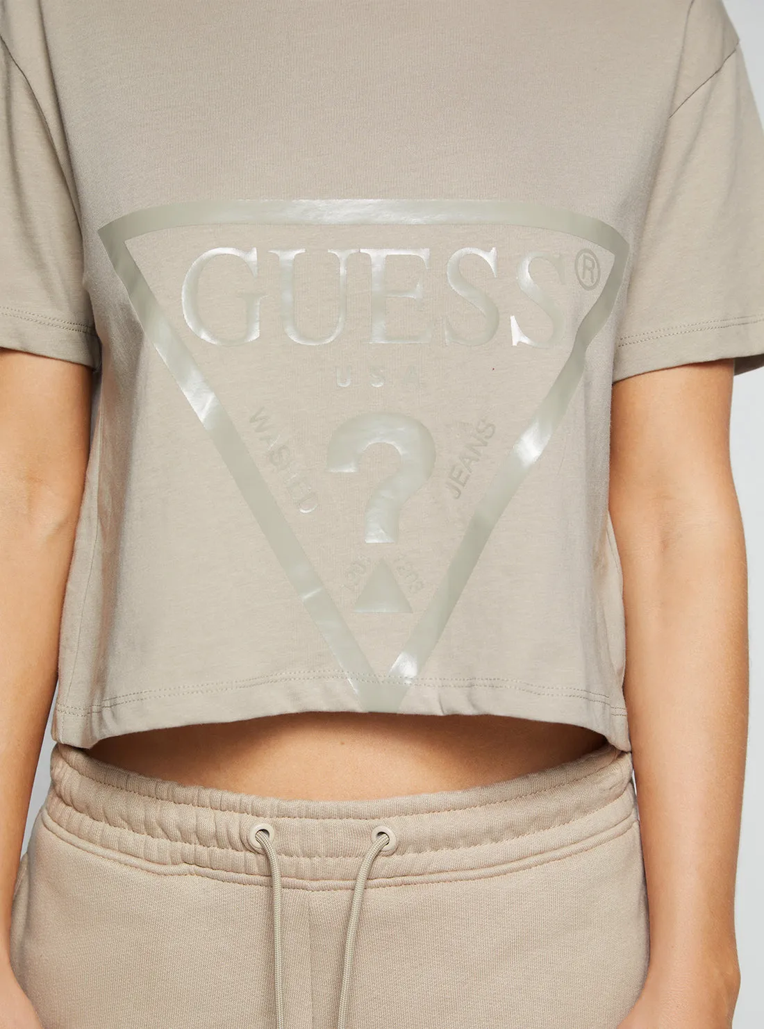 Eco Taupe Adele Active Crop T-Shirt