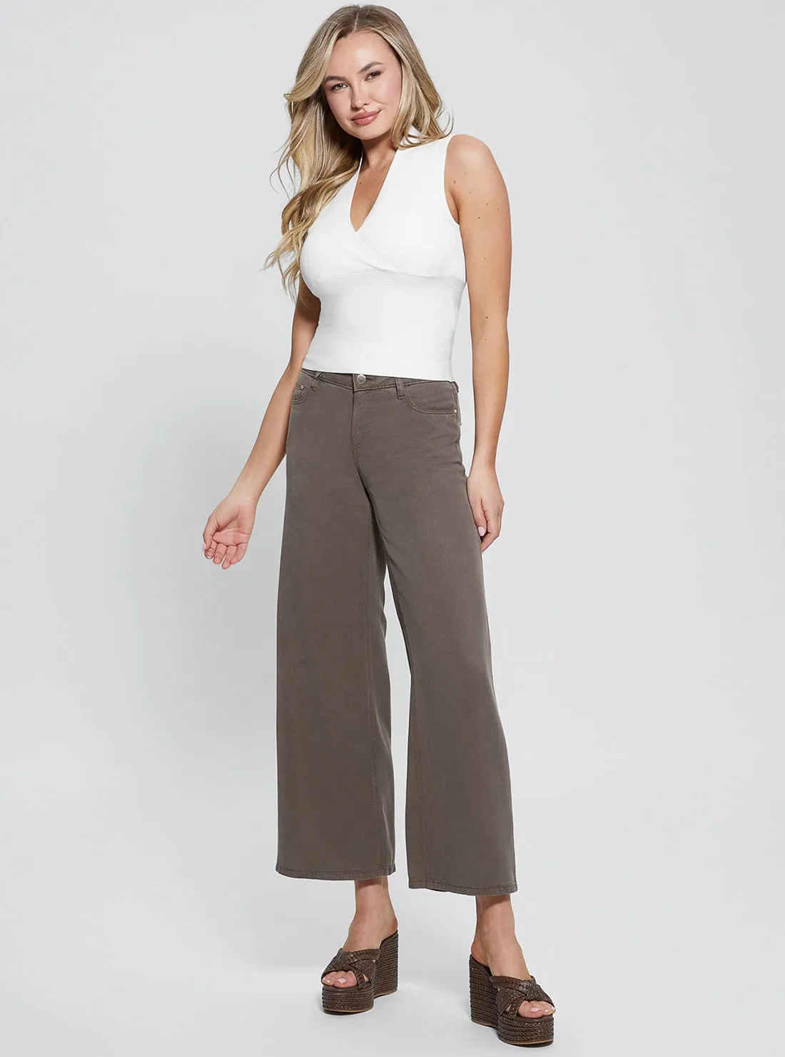 Eco White Surplice Delia Knit Top