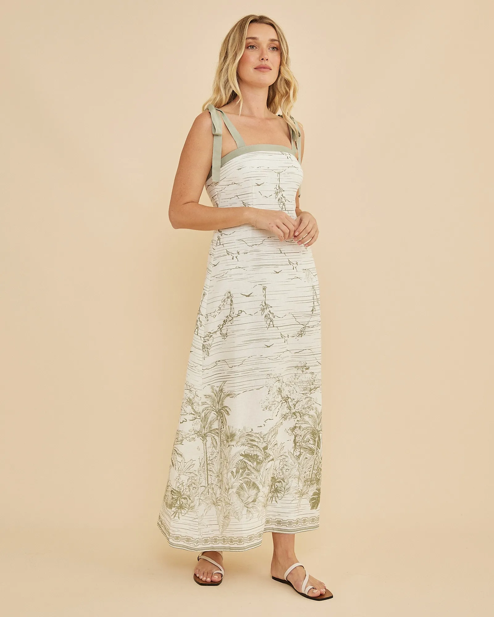 Eden Shoulder Tie Maxi Dress
