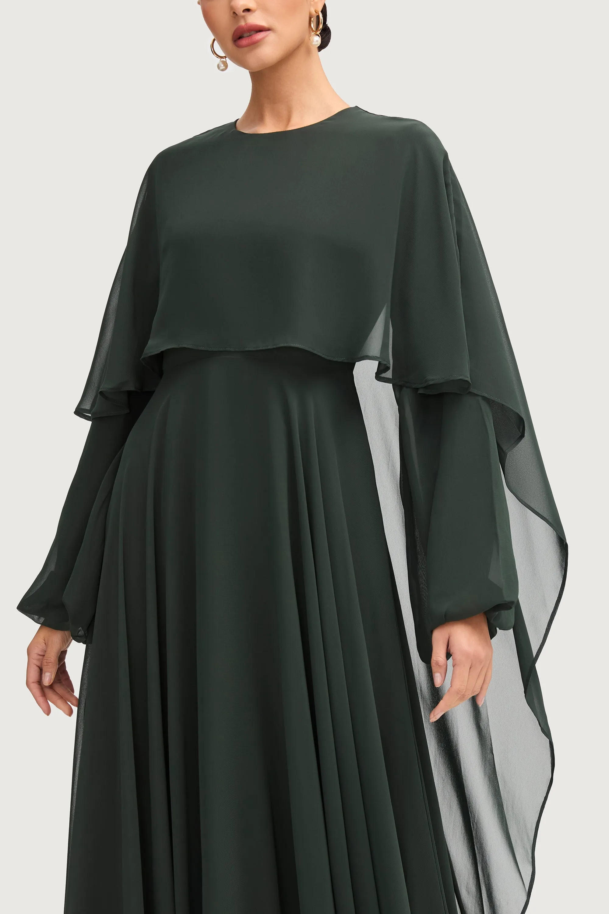 Falak Draped Chiffon Maxi Dress - Emerald