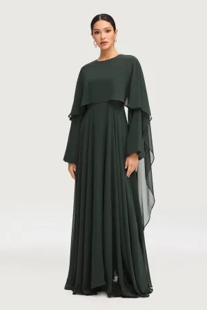 Falak Draped Chiffon Maxi Dress - Emerald