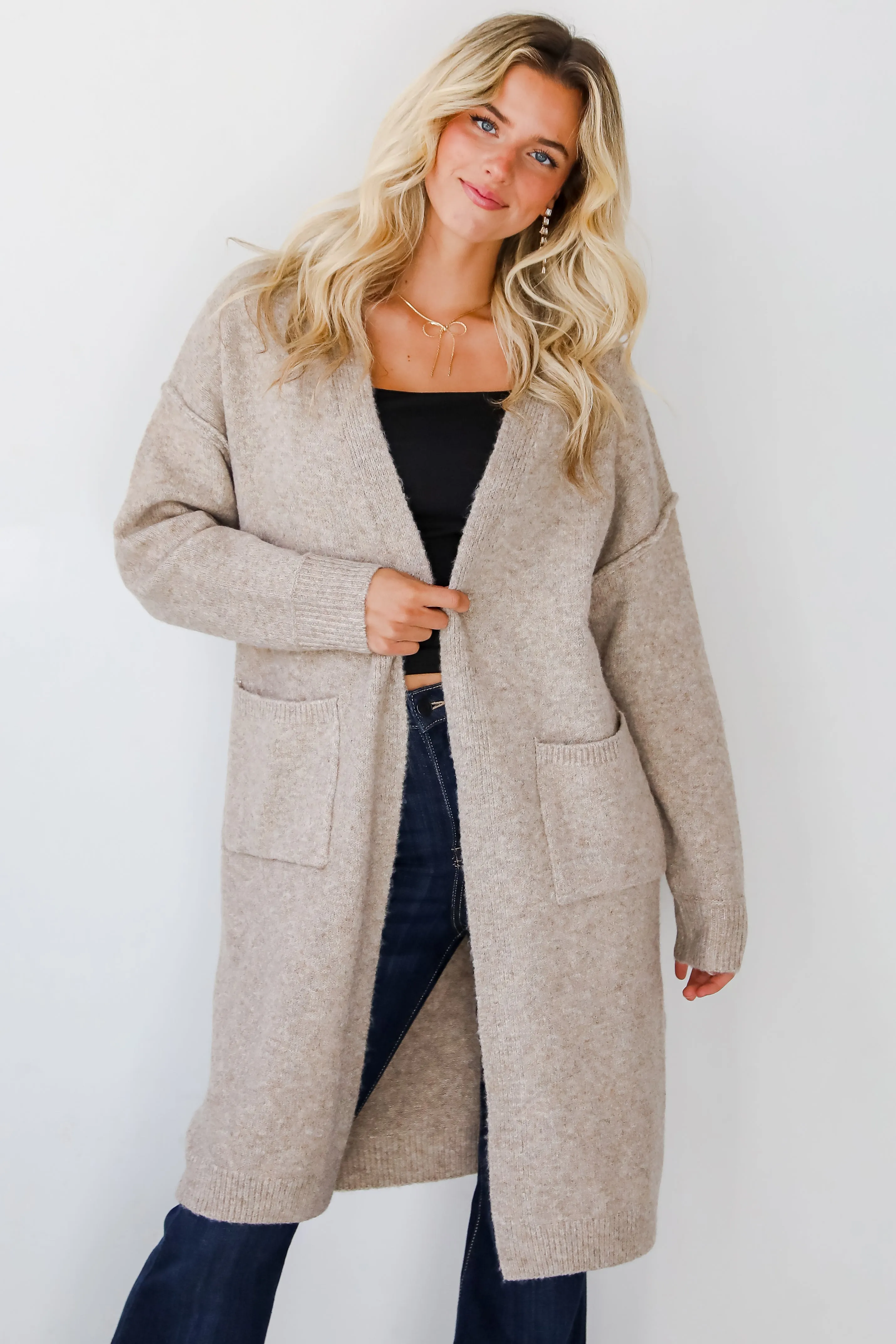 FINAL SALE - Coveted Upgrade Taupe Sweater Cardigan